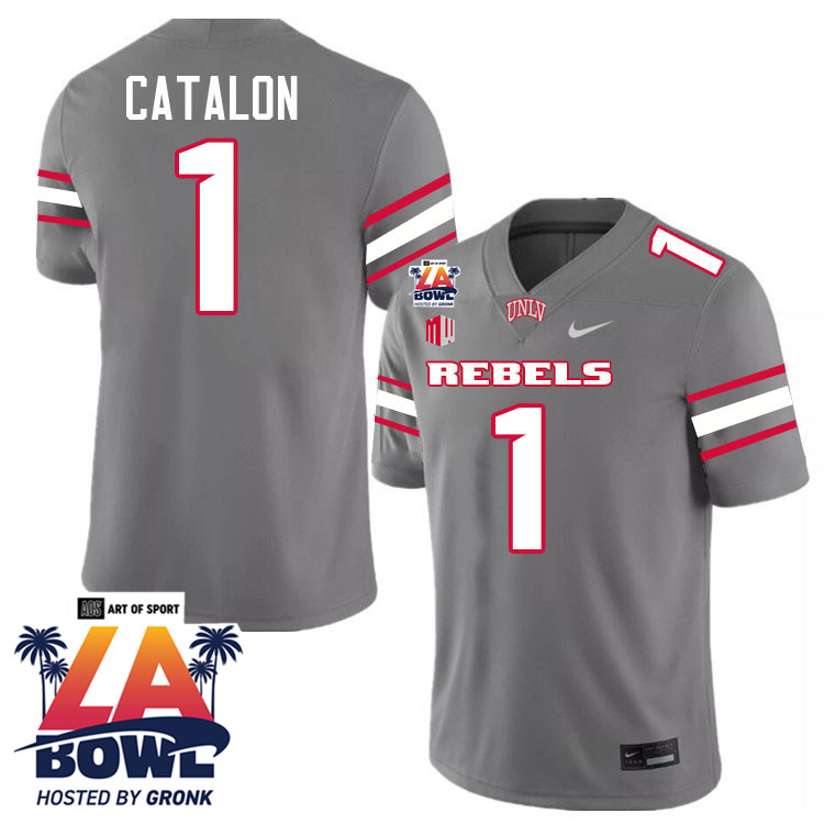 Jalen Catalon LA Bowl Jersey,UNLV Rebels 2024 LA Bowl Jersey-Grey